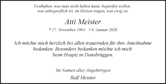 Traueranzeige von Atti Meister von NNA
