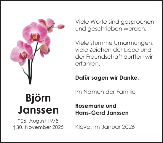 Traueranzeige von Björn Janssen von NNA
