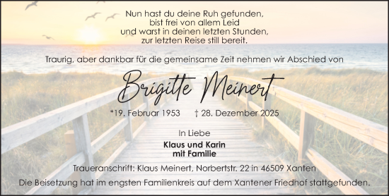 Traueranzeige von Brigitte Meinert von NNA