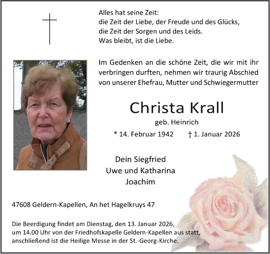Traueranzeige von Christa Krall von NNA