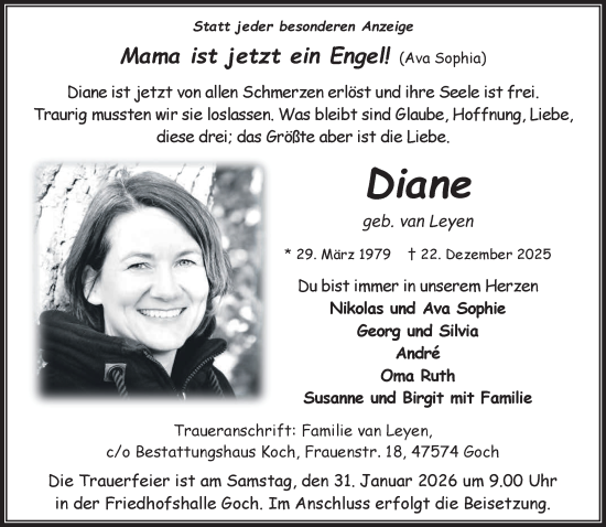 Traueranzeige von Diane  von NNA