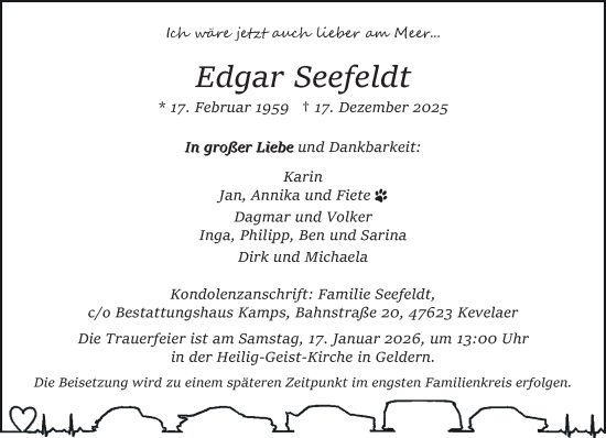 Traueranzeige von Edgar Seefeldt von NNA