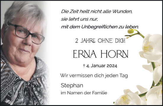 Traueranzeige von Erna Horn von NNA