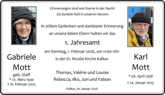 Traueranzeige von Gabriele Mott von NNA