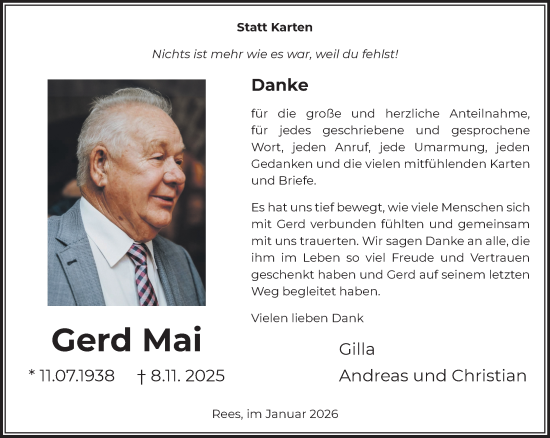 Traueranzeige von Gerd Mai von NNA