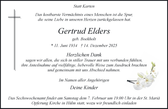 Traueranzeige von Gertrud Elders von NNA
