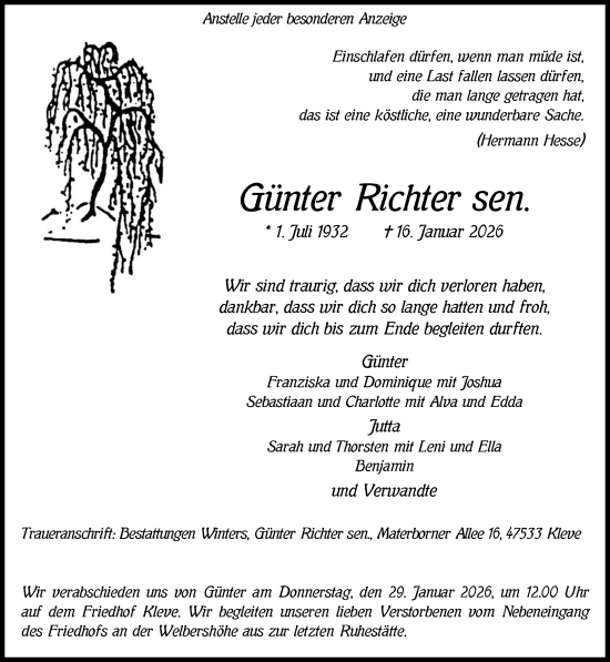 Traueranzeige von Günter Richter von NNA