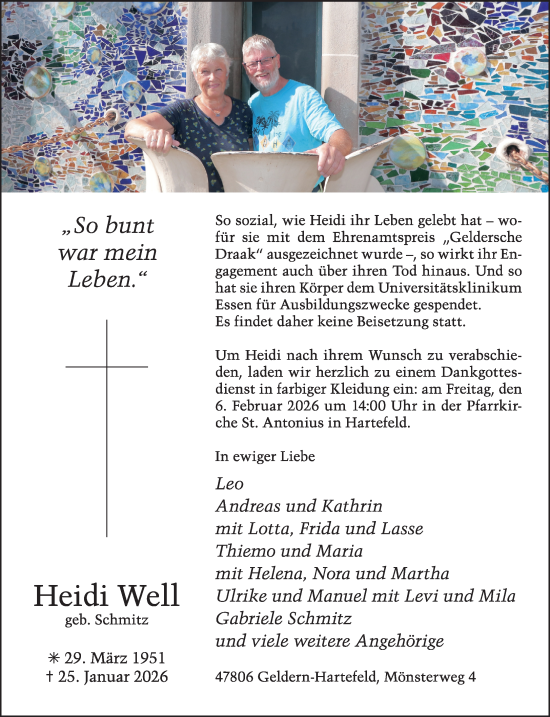 Traueranzeige von Heidi Well von NNA