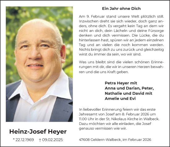 Traueranzeige von Heinz-Josef Heyer von NNA