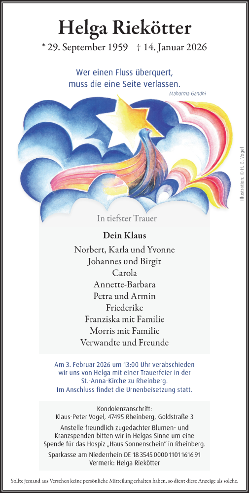Traueranzeige von Helga Riekötter von NNA