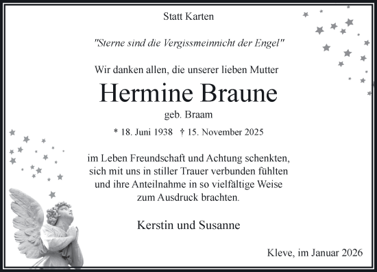 Traueranzeige von Hermine Braune von NNA