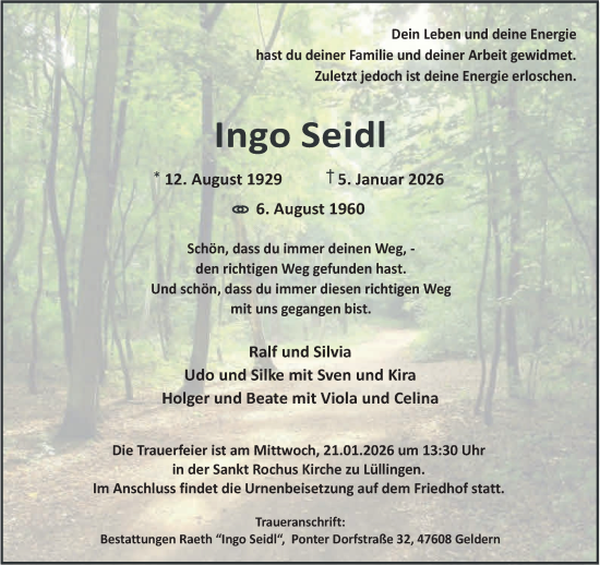 Traueranzeige von Ingo Seidl von NNA