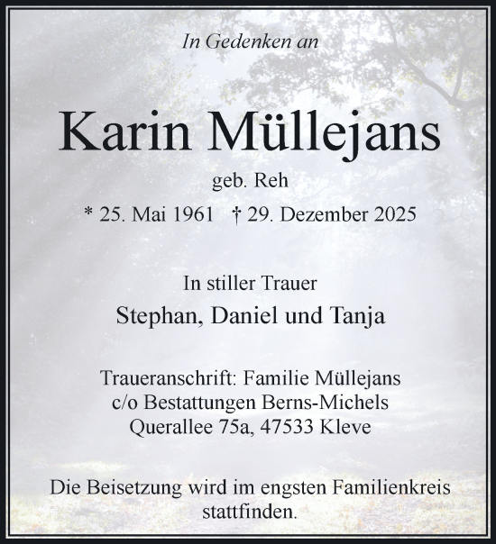 Traueranzeige von Karin Müllejans von NNA
