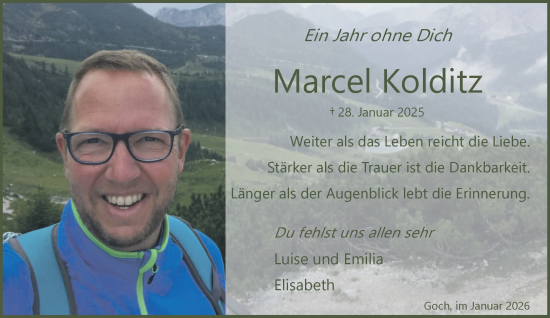 Traueranzeige von Marcel Kolditz von NNA