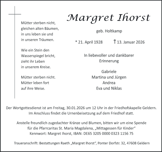 Traueranzeige von Margret Ihorst von NNA