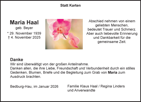Traueranzeige von Maria Haal von NNA