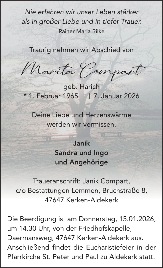 Traueranzeige von Marita Compart von NNA