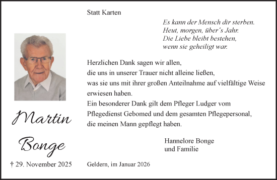 Traueranzeige von Martin Bonge von NNA