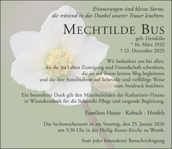 Traueranzeige von Mechtilde Bus von NNA