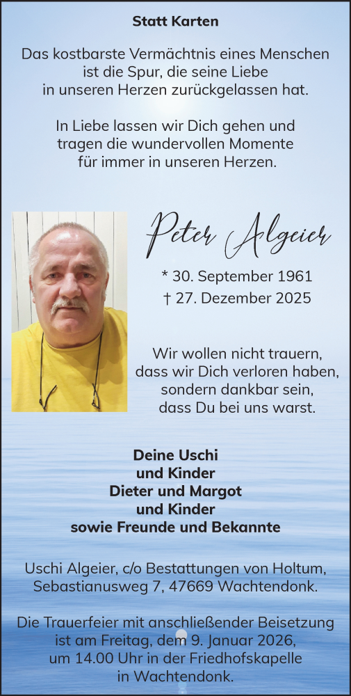 Traueranzeige von Peter Algeier von NNA