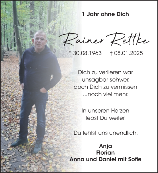 Traueranzeige von Rainer Rettke von NNA