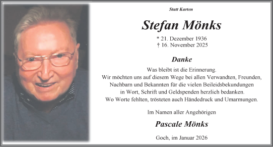 Traueranzeige von Stefan Mönks von NNA
