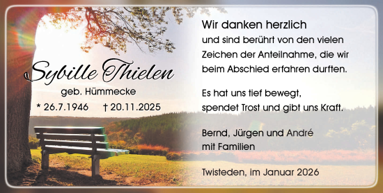 Traueranzeige von Sybille Thielen von NNA