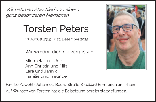Traueranzeige von Torsten Peters von NNA