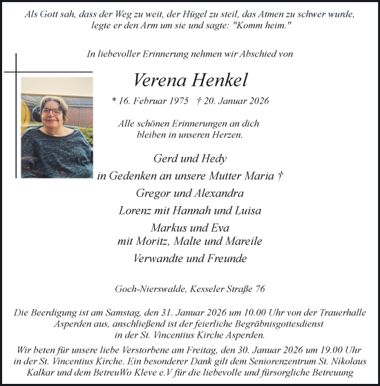 Traueranzeige von Verena Henkel von NNA
