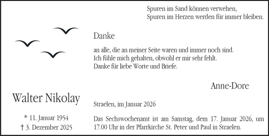 Traueranzeige von Walter Nikolay von NNA