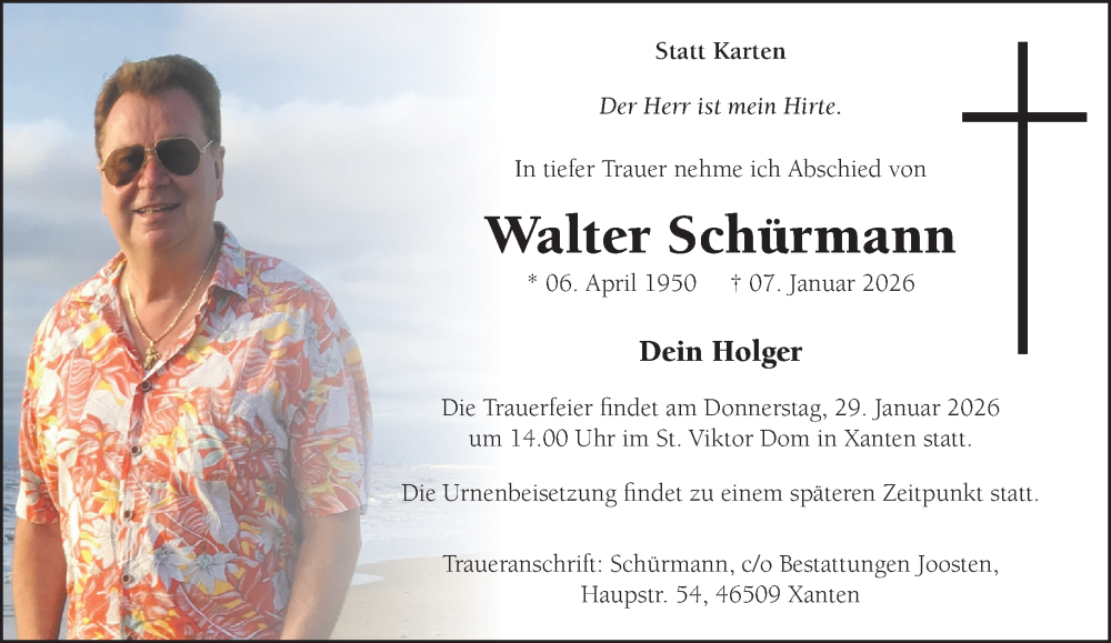  Traueranzeige für Walter Schürmann vom 24.01.2026 aus NNA
