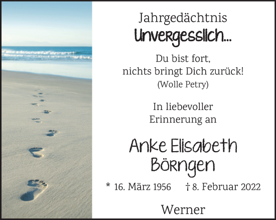 Traueranzeige von Anke Elisabeth Börngen von NNA