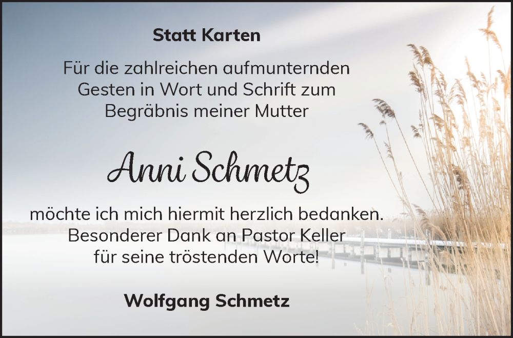  Traueranzeige für Anni Schmetz vom 07.02.2026 aus NNA