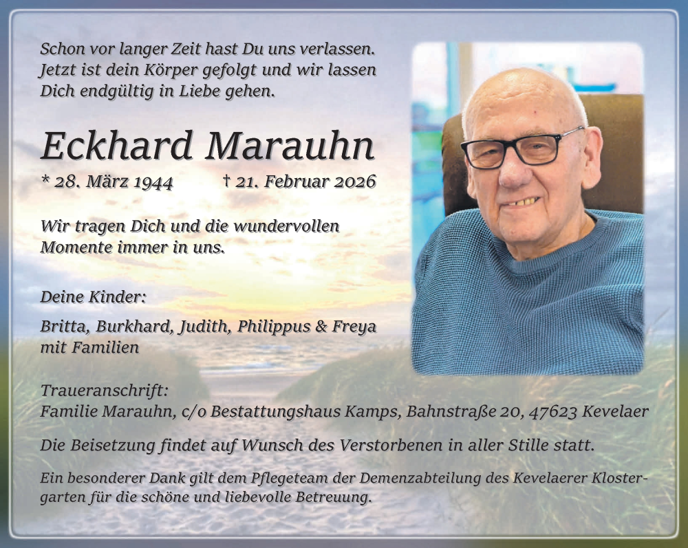  Traueranzeige für Eckhard Marauhn vom 28.02.2026 aus NNA