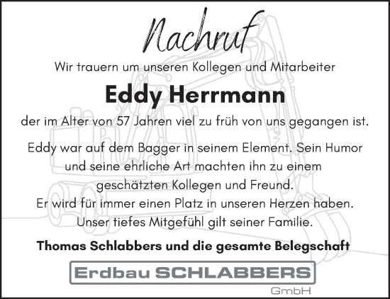 Traueranzeige von Eddy Herrmann von NNA