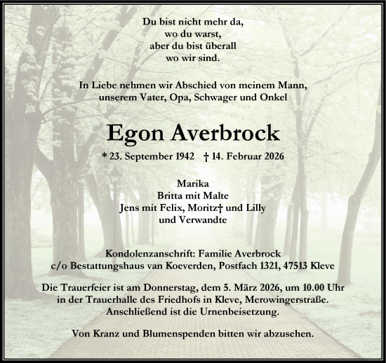 Traueranzeige von Egon Averbrock von NNA