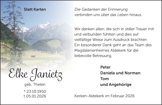 Traueranzeige von Elke Janietz von NNA