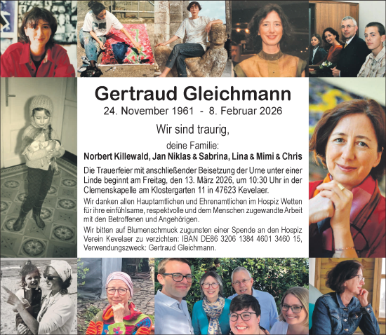 Traueranzeige von Gertraud Gleichmann von NNA