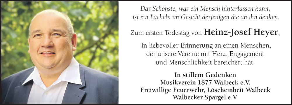  Traueranzeige für Heinz-Josef Heyer vom 07.02.2026 aus NNA