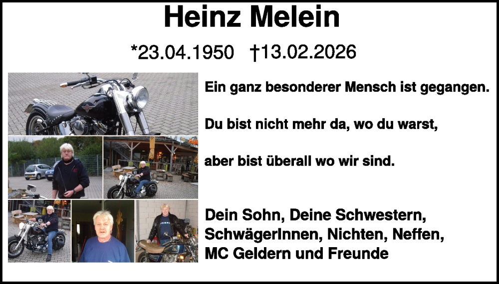  Traueranzeige für Heinz Melein vom 21.02.2026 aus NNA