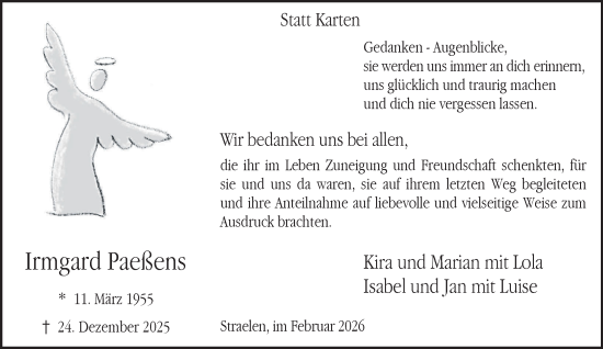 Traueranzeige von Irmgard Paeßens von NNA