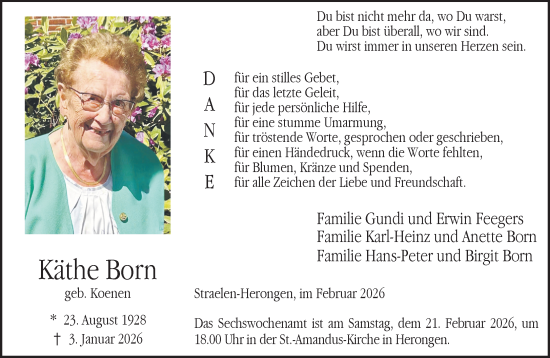 Traueranzeige von Käthe Born von NNA