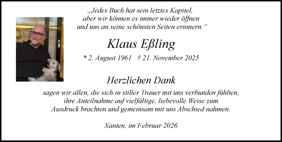 Traueranzeige von Klaus Eßling von NNA