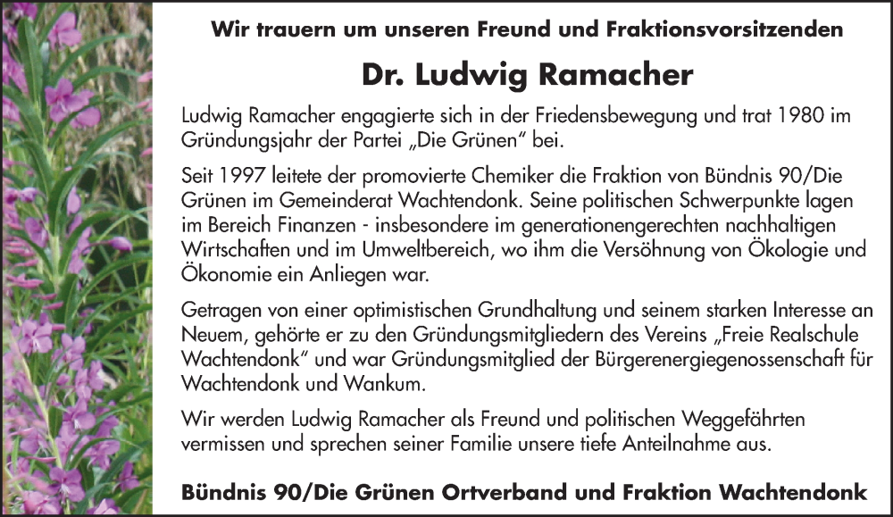  Traueranzeige für Ludwig Ramacher vom 07.02.2026 aus NNA