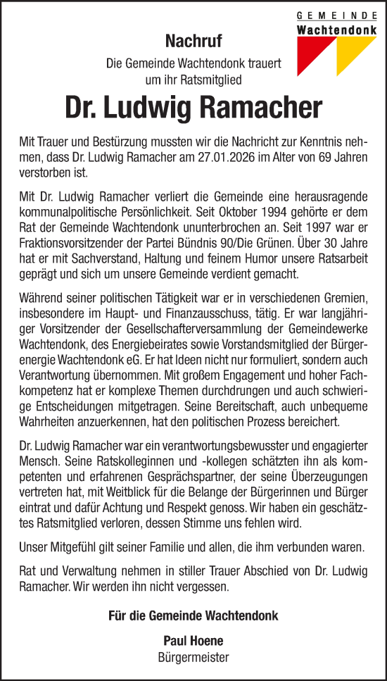 Traueranzeige von Ludwig Ramacher von NNA