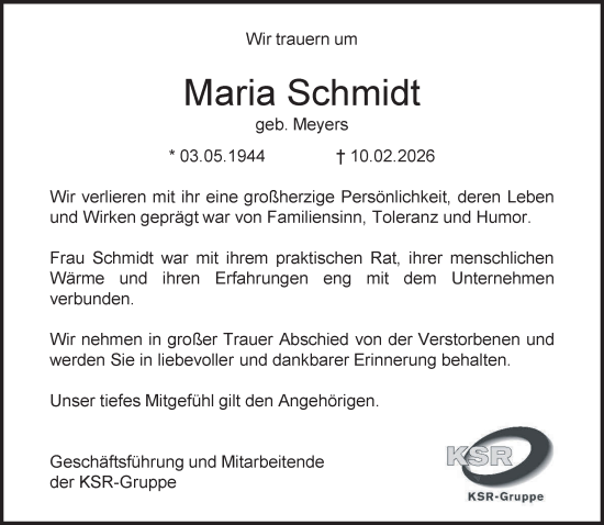 Traueranzeige von Maria Schmidt von NNA