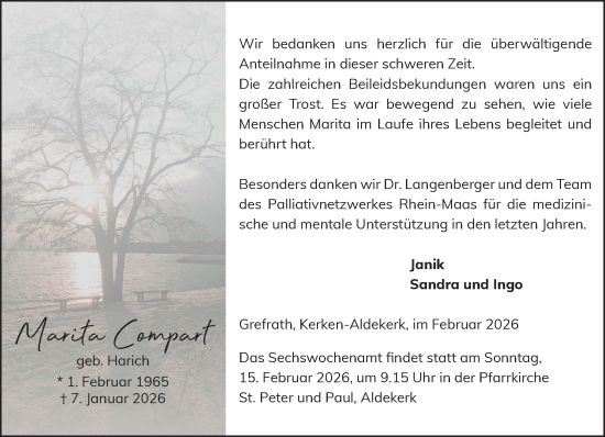 Traueranzeige von Marita Compart von NNA