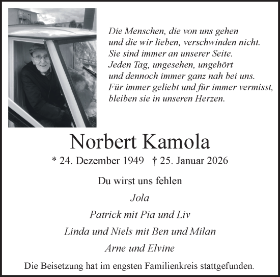 Traueranzeige von Norbert Kamola von NNA