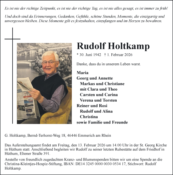 Traueranzeige von Rudolf Holtkamp von NNA
