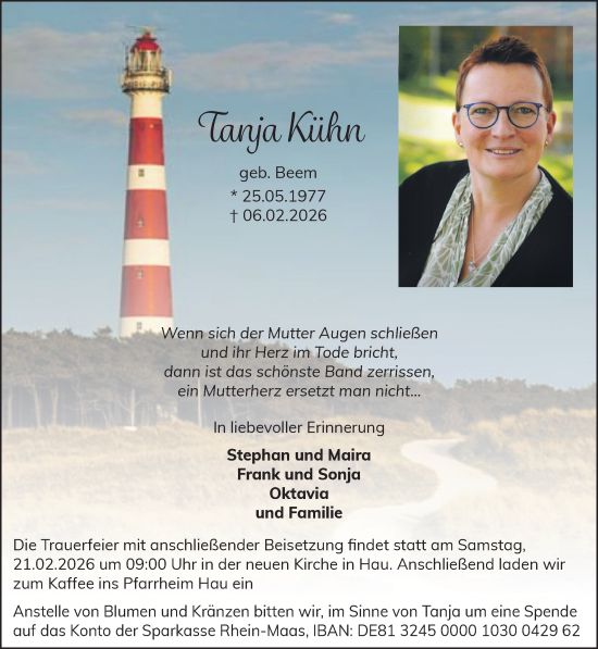 Traueranzeige von Tanja Kühn von NNA